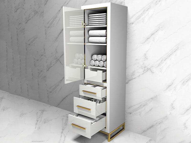 Linen Cabinet with open drawers